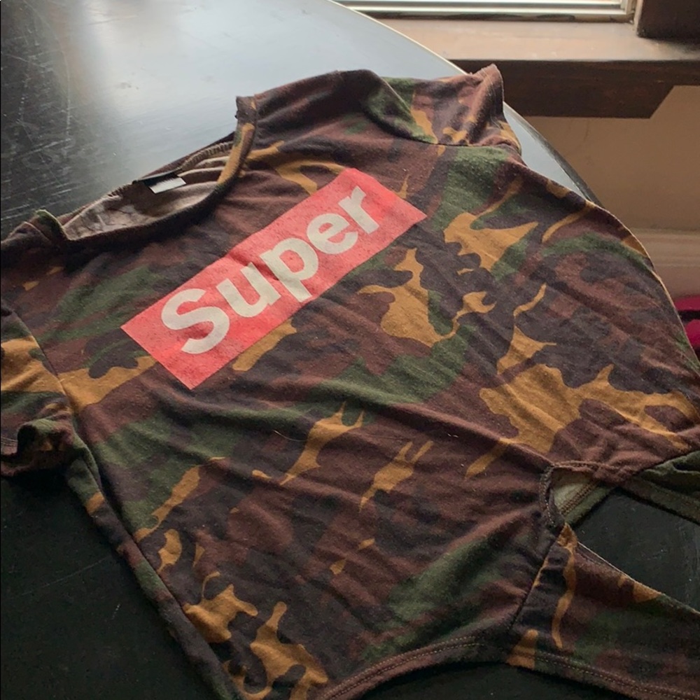 Camo tie front tee